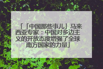 「中国那些事儿」马来西亚专家：中国对多边主义的开放态度增强了全球南方国家的力量