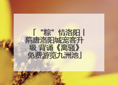 “粽”情洛阳丨隋唐洛阳城宠客升级 背诵《离骚》免费游览九洲池