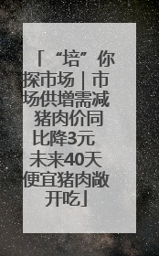 “培”你探市场｜市场供增需减 猪肉价同比降3元 未来40天便宜猪肉敞开吃