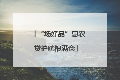 “场好品”惠农贷护航粮满仓
