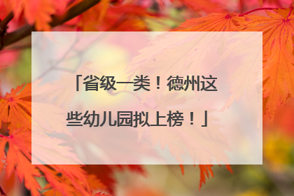 省级一类！德州这些幼儿园拟上榜！