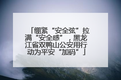 绷紧“安全弦”拉满“安全感”，黑龙江省双鸭山公安用行动为平安“加码”