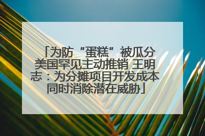 为防“蛋糕”被瓜分 美国罕见主动推销 王明志：为分摊项目开发成本同时消除潜在威胁