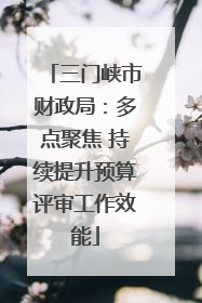 三门峡市财政局：多点聚焦 持续提升预算评审工作效能
