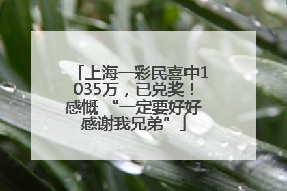 上海一彩民喜中1035万，已兑奖！感慨 “一定要好好感谢我兄弟”