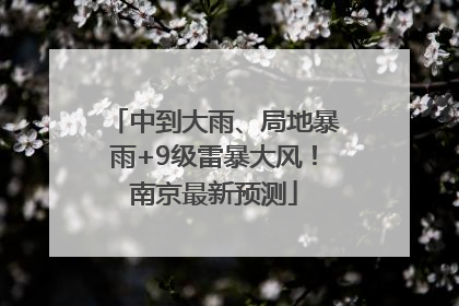 中到大雨、局地暴雨+9级雷暴大风！南京最新预测