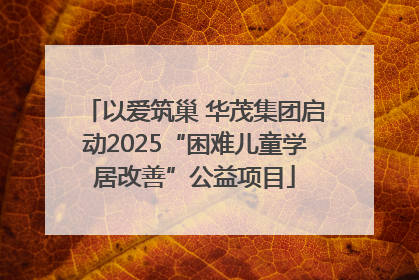 以爱筑巢 华茂集团启动2025“困难儿童学居改善”公益项目