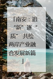 南安：追“新”逐“质” 共绘两岸产业融合发展新篇