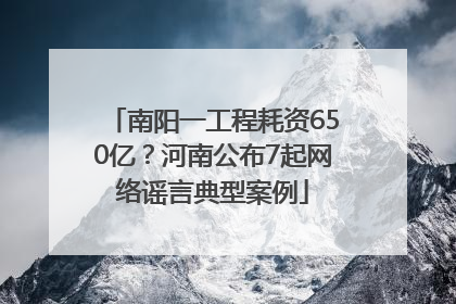 南阳一工程耗资650亿？河南公布7起网络谣言典型案例
