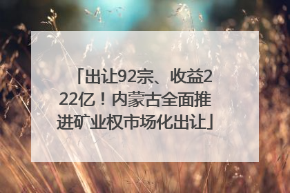 出让92宗、收益222亿！内蒙古全面推进矿业权市场化出让