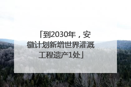 到2030年，安徽计划新增世界灌溉工程遗产1处