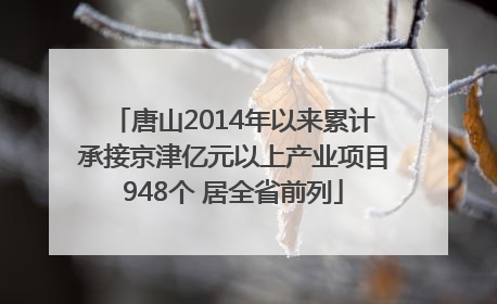 唐山2014年以来累计承接京津亿元以上产业项目948个 居全省前列