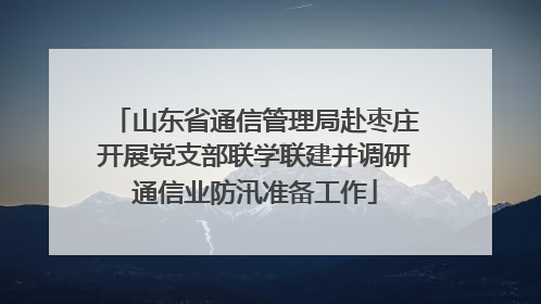 山东省通信管理局赴枣庄开展党支部联学联建并调研通信业防汛准备工作