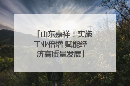 山东嘉祥：实施工业倍增 赋能经济高质量发展