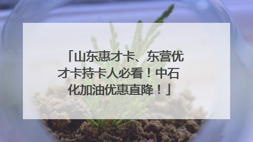 山东惠才卡、东营优才卡持卡人必看！中石化加油优惠直降！
