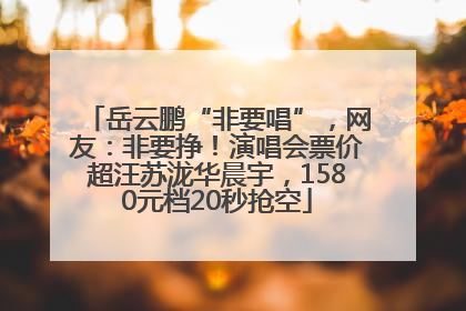 岳云鹏“非要唱”，网友：非要挣！演唱会票价超汪苏泷华晨宇，1580元档20秒抢空