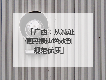 广西：从减证便民提速增效到规范优质