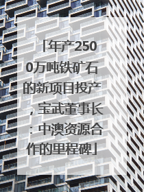 年产2500万吨铁矿石的新项目投产，宝武董事长：中澳资源合作的里程碑