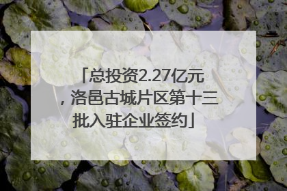 总投资2.27亿元，洛邑古城片区第十三批入驻企业签约