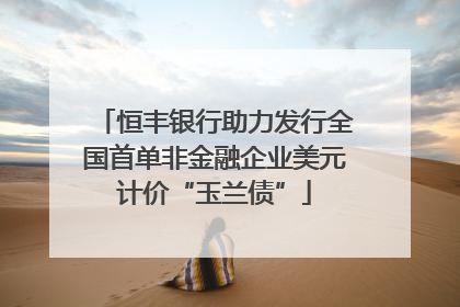 恒丰银行助力发行全国首单非金融企业美元计价“玉兰债”