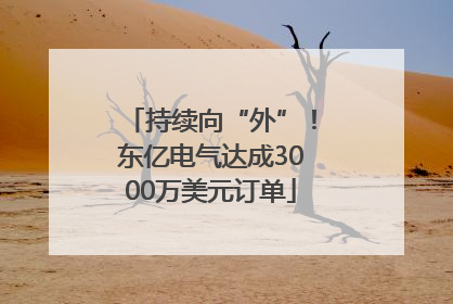 持续向“外”！东亿电气达成3000万美元订单