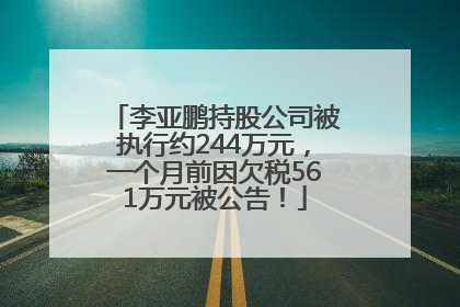 李亚鹏持股公司被执行约244万元，一个月前因欠税561万元被公告！