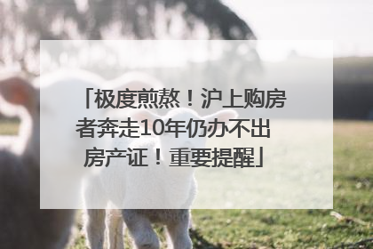 极度煎熬！沪上购房者奔走10年仍办不出房产证！重要提醒