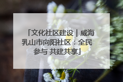 文化社区建设｜威海乳山市向阳社区：全民参与 共建共享