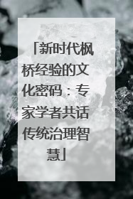 新时代枫桥经验的文化密码：专家学者共话传统治理智慧