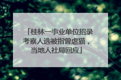 桂林一事业单位招录考察人选被指曾虐猫，当地人社局回应