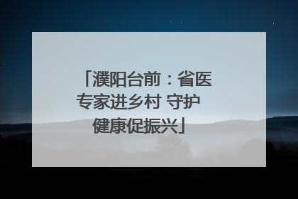 濮阳台前：省医专家进乡村 守护健康促振兴