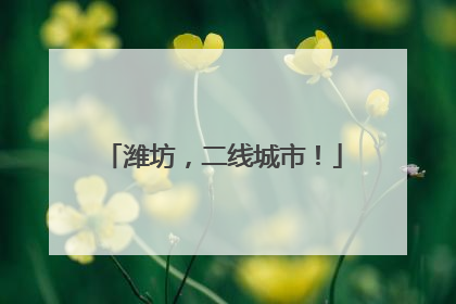 潍坊，二线城市！
