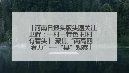 河南日报头版头题关注卫辉：一村一特色 村村有看头 ︳聚焦“两高四着力”·一“县”观察