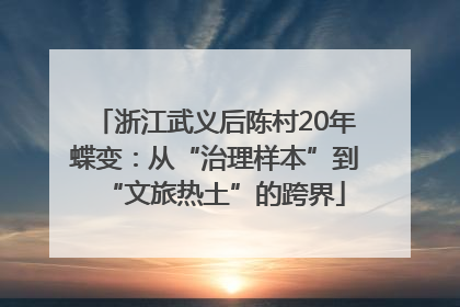 浙江武义后陈村20年蝶变：从“治理样本”到“文旅热土”的跨界