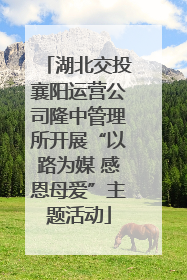 湖北交投襄阳运营公司隆中管理所开展“以路为媒 感恩母爱”主题活动