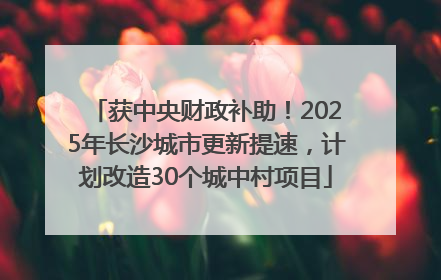 获中央财政补助！2025年长沙城市更新提速，计划改造30个城中村项目