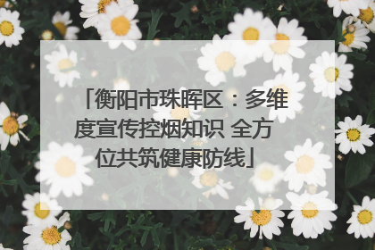 衡阳市珠晖区：多维度宣传控烟知识 全方位共筑健康防线