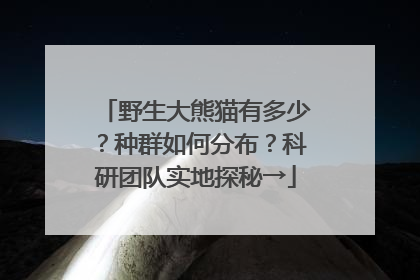 野生大熊猫有多少？种群如何分布？科研团队实地探秘→
