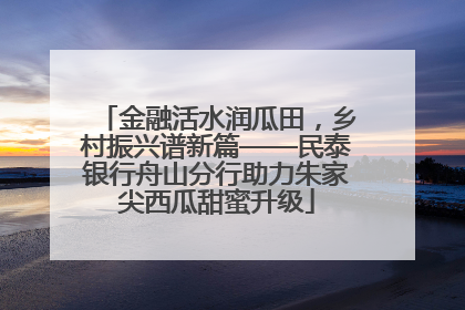 金融活水润瓜田，乡村振兴谱新篇——民泰银行舟山分行助力朱家尖西瓜甜蜜升级