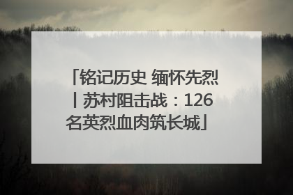 铭记历史 缅怀先烈丨苏村阻击战：126名英烈血肉筑长城