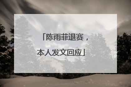 陈雨菲退赛，本人发文回应