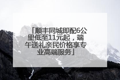 顺丰同城即配6公里低至11元起，端午送礼亲民价格享专业高端服务