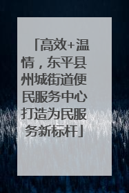 高效+温情，东平县州城街道便民服务中心打造为民服务新标杆