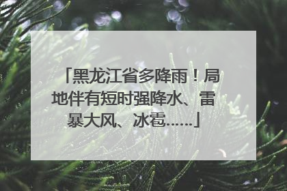 黑龙江省多降雨！局地伴有短时强降水、雷暴大风、冰雹……