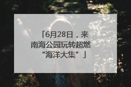 6月28日，来南海公园玩转超燃 “海洋大集”